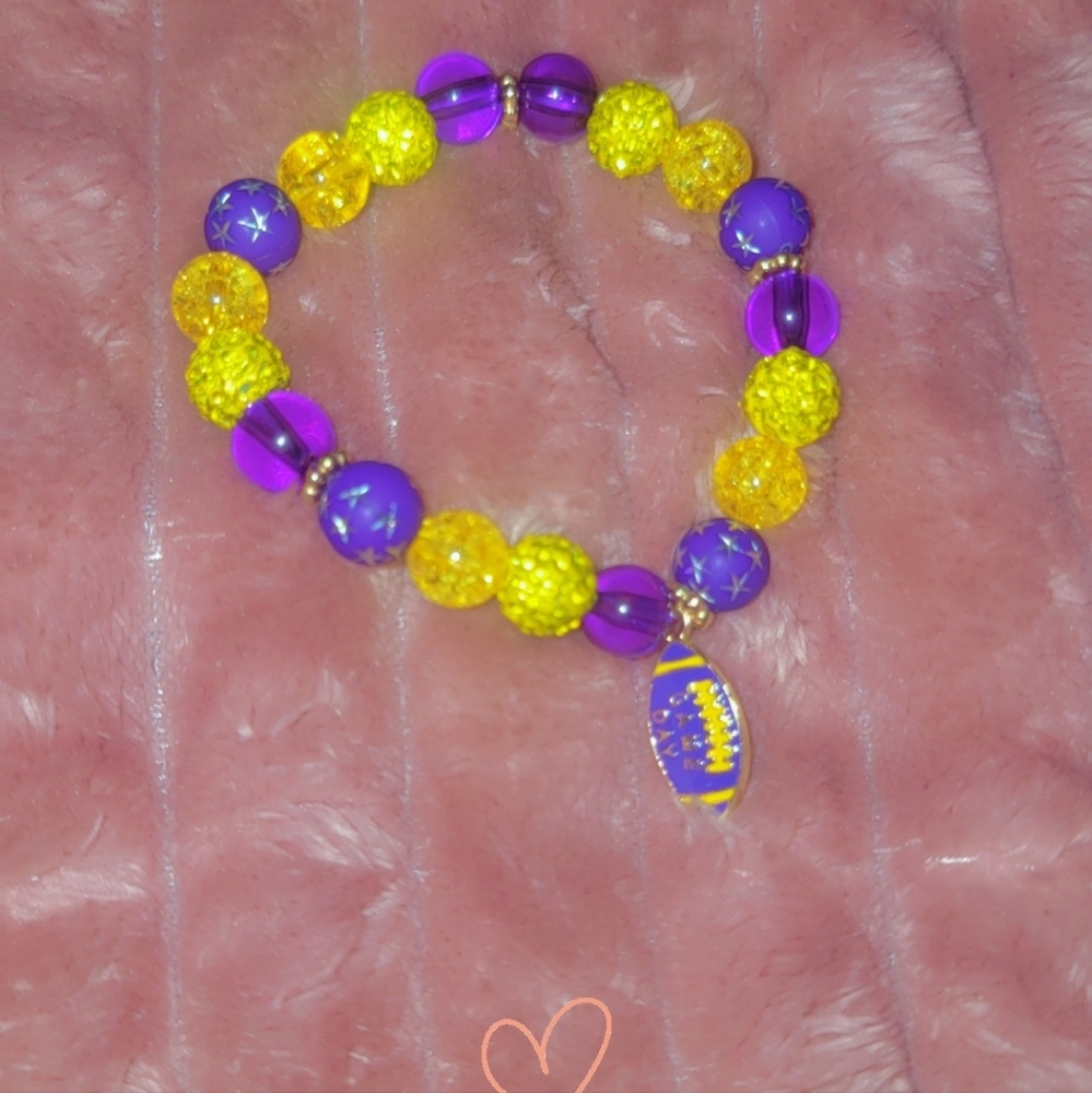 Beaded Bracelet With Football Charm